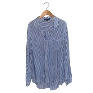 Velvet Heart Shirt Women’s White Stripe Button Down Long Sleeve Shirt Top Sz S